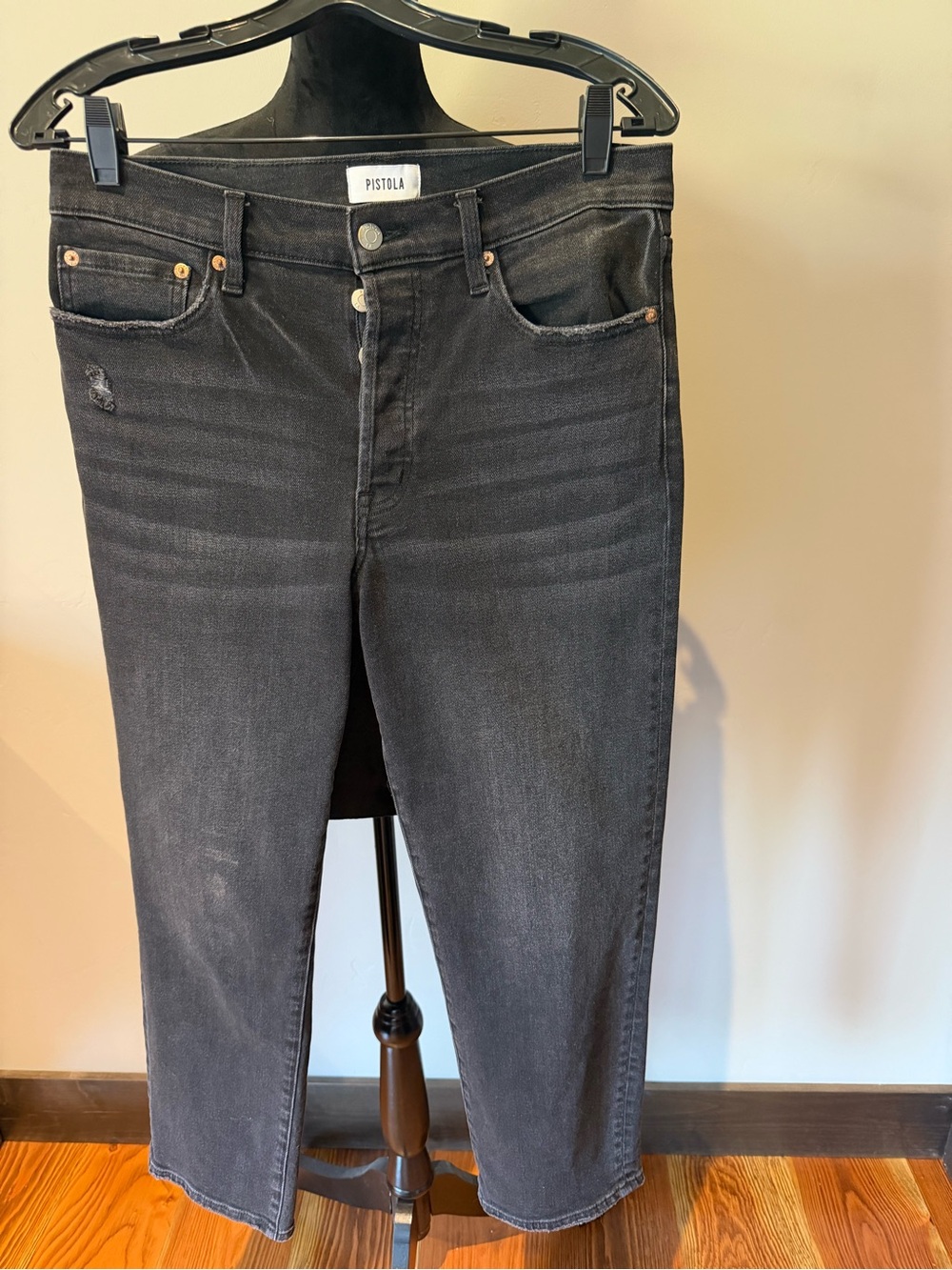 pistola Washed Black Straight-Leg Jeans